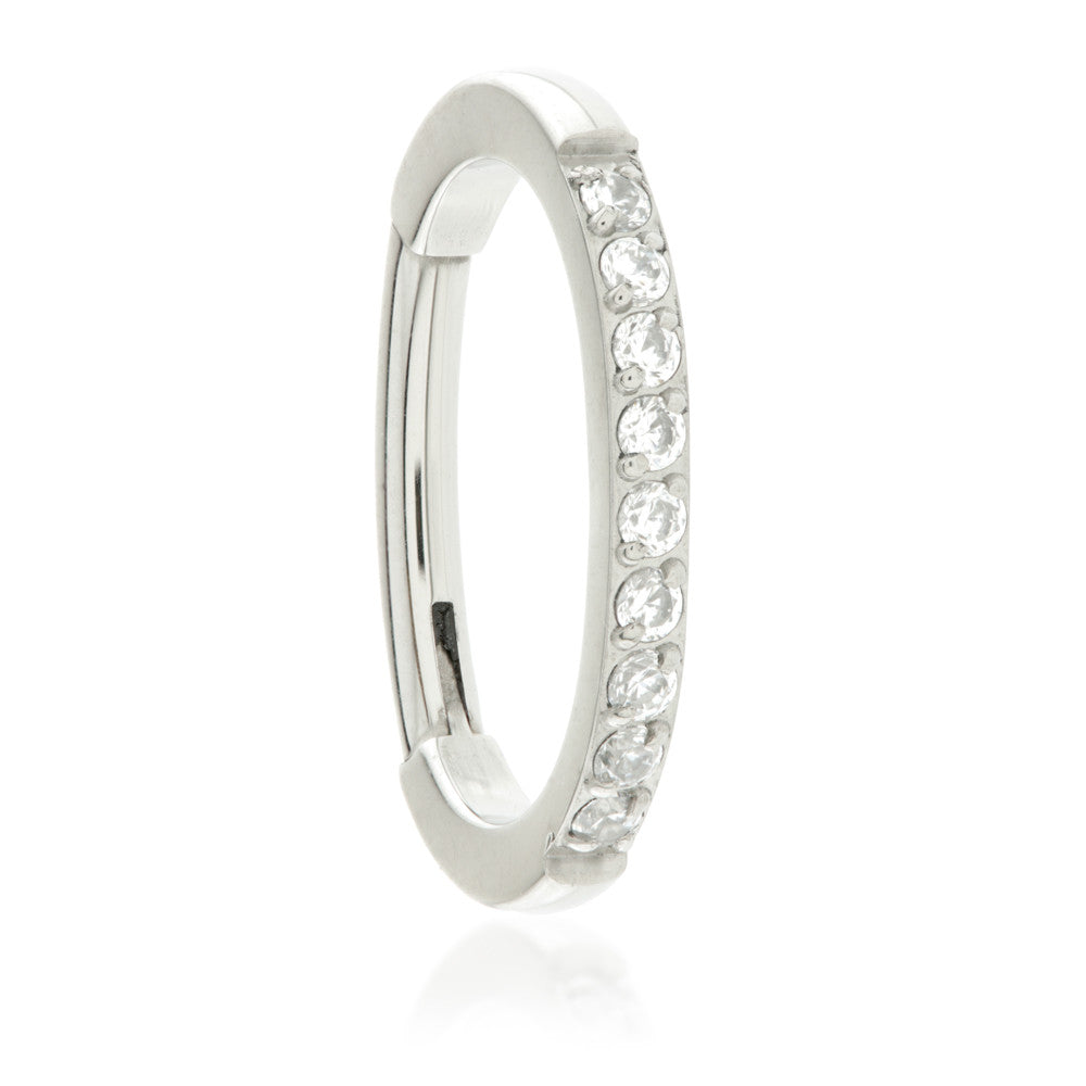 Titanium Rook Oval Side Gem Rook Hinged Ring