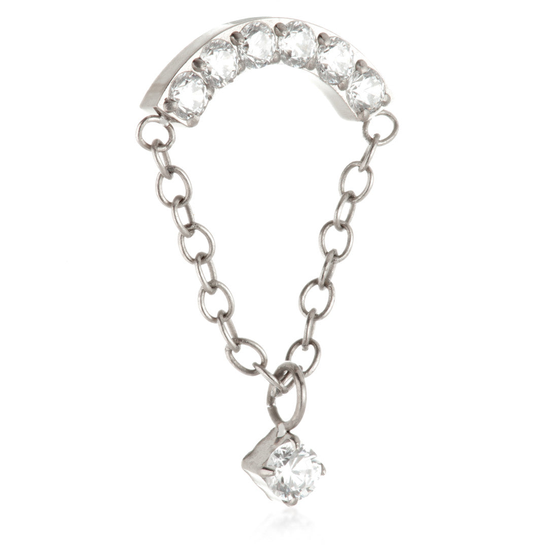 Ti Internal Gem Crescent Attachment with Hanging Gem