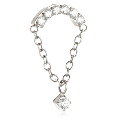 Ti Internal Gem Crescent Attachment with Hanging Gem