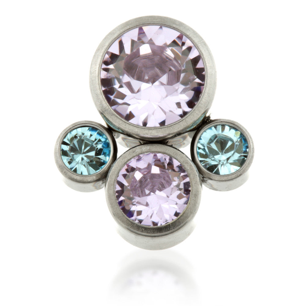 Titanium Internal Thread Micro Quad Gems - Lilac + Aqua