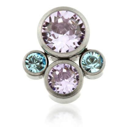 Titanium Internal Thread Micro Quad Gems - Lilac + Aqua
