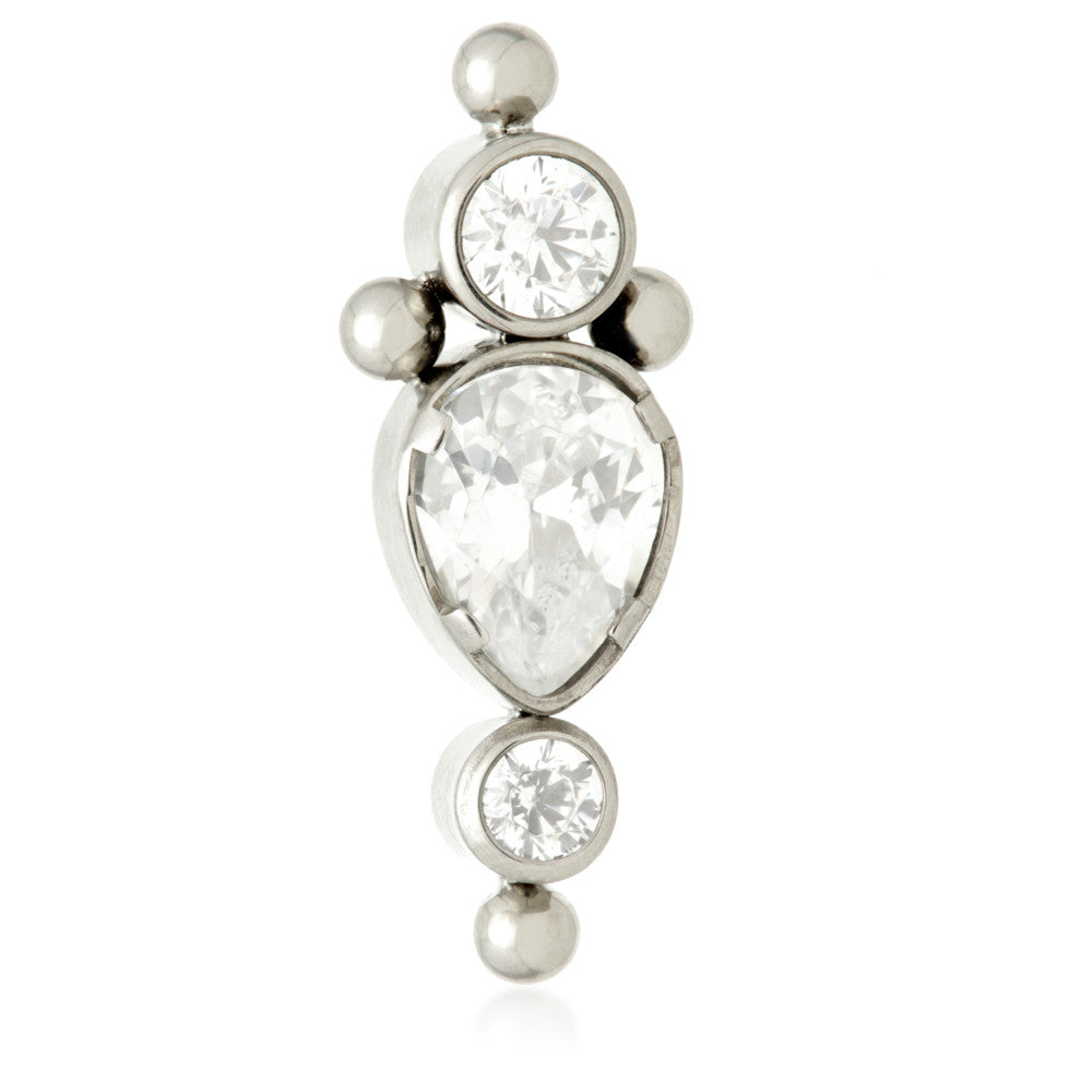 Ti Internal Pear Shaped Jewel with Round Gem and Beads Attachment (0.9mm thread)