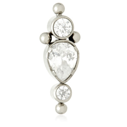 Ti Internal Pear Shaped Jewel with Round Gem and Beads Attachment (0.9mm thread)