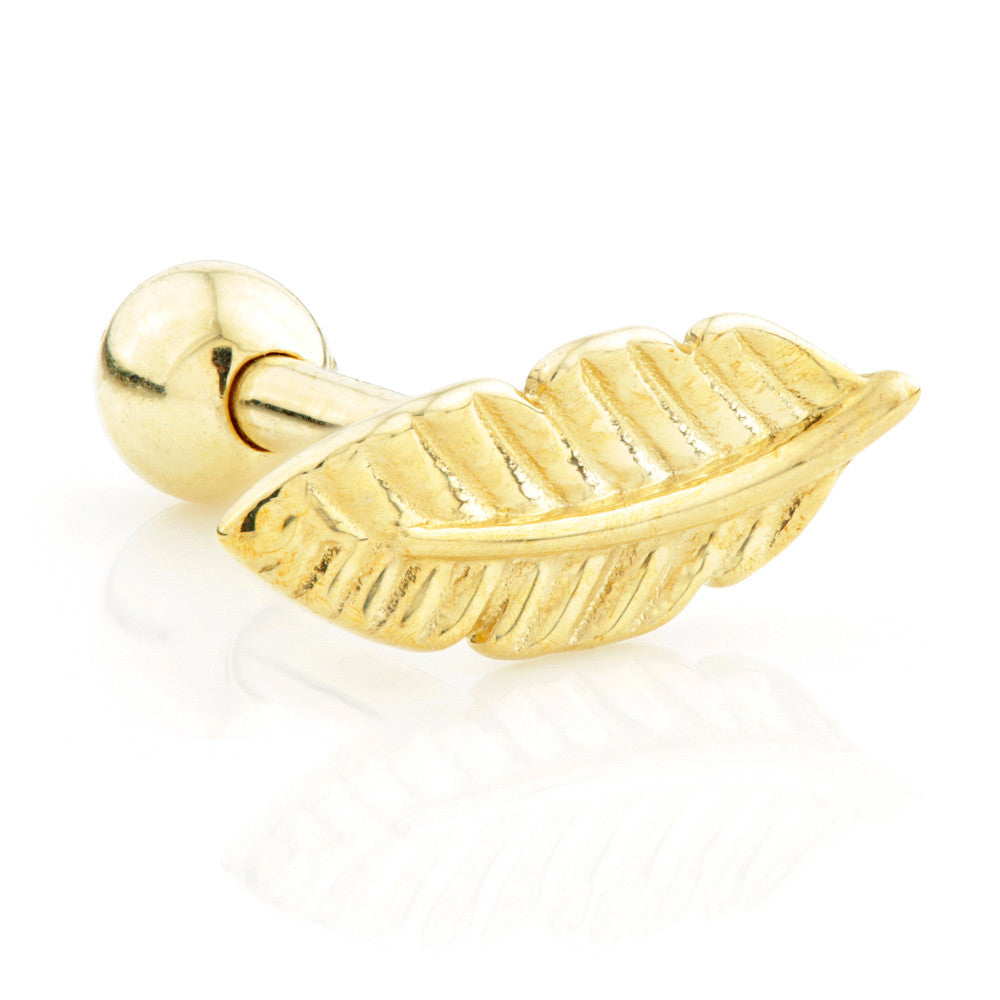TL - 14 Carat Gold Feather Cartilage Bar - 1.2mm
