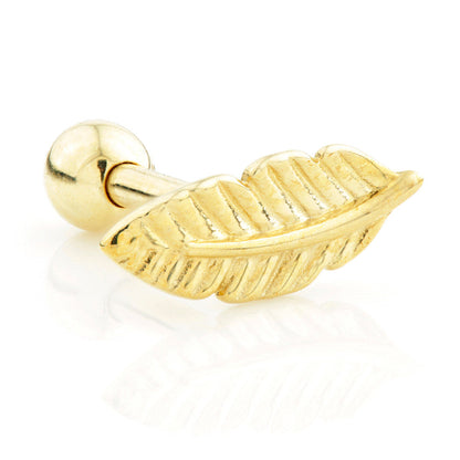 TL - 14 Carat Gold Feather Cartilage Bar - 1.2mm