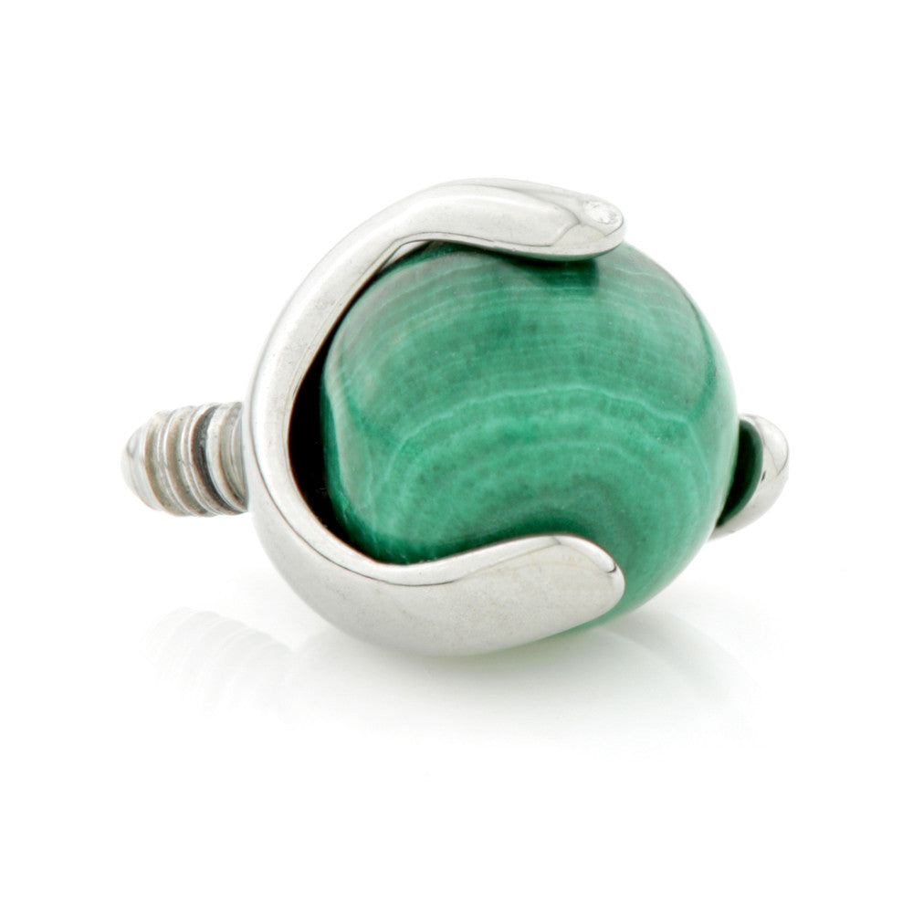 Ti Internal Prong Set with Malachite Stone Ball Attachment