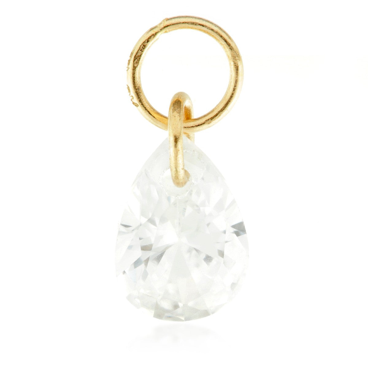 24K Gold Steel Crystal Tear Charm for Hinge Segment Ring / BCR - GDCHARM8