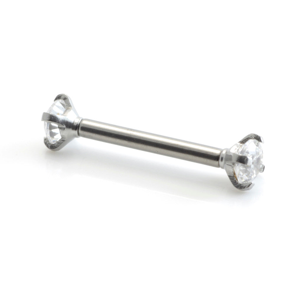 Internal Ti Microbars with Double Steel Prong Set CRY Gems