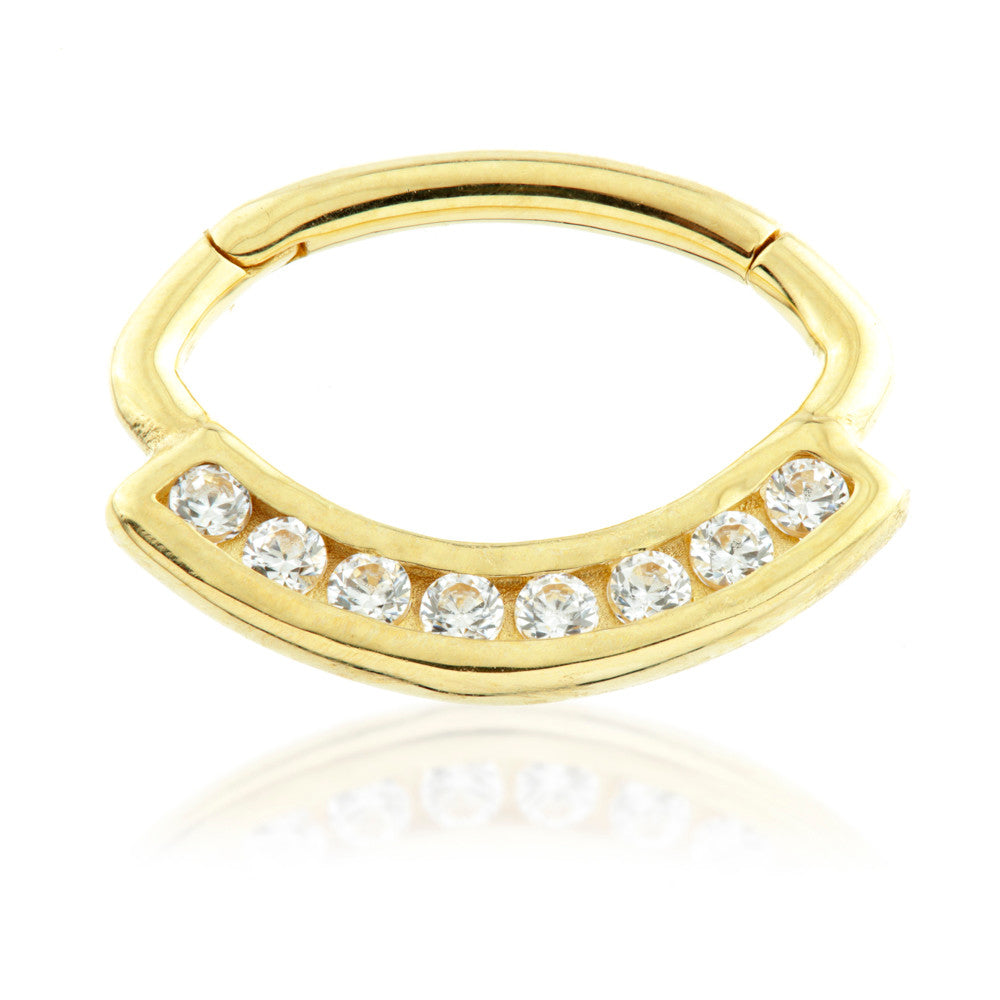 TL- 18ct Gold Multi Jewelled Swarovski Daith Ring