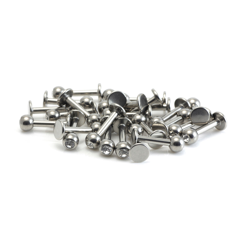 Pack of Steel External Thread Gem Labret (10 pcs) - 1.2mm