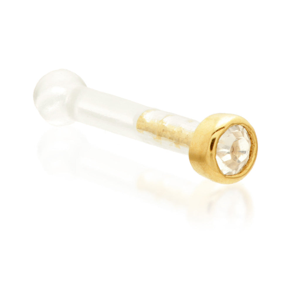 18ct Gold Bioplast Gem Nose Stud