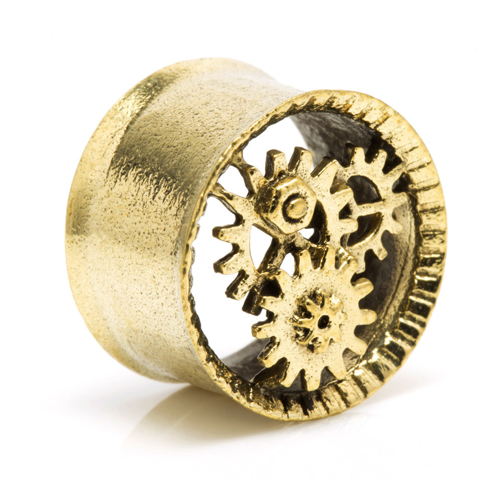 1x Brass Cogs Flared Tunnel
