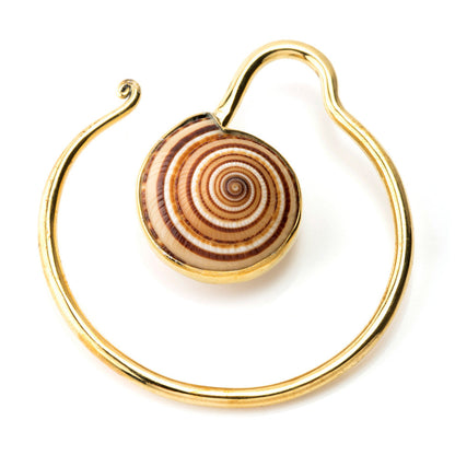 1x Brass Ear Weight Mandala with Shell