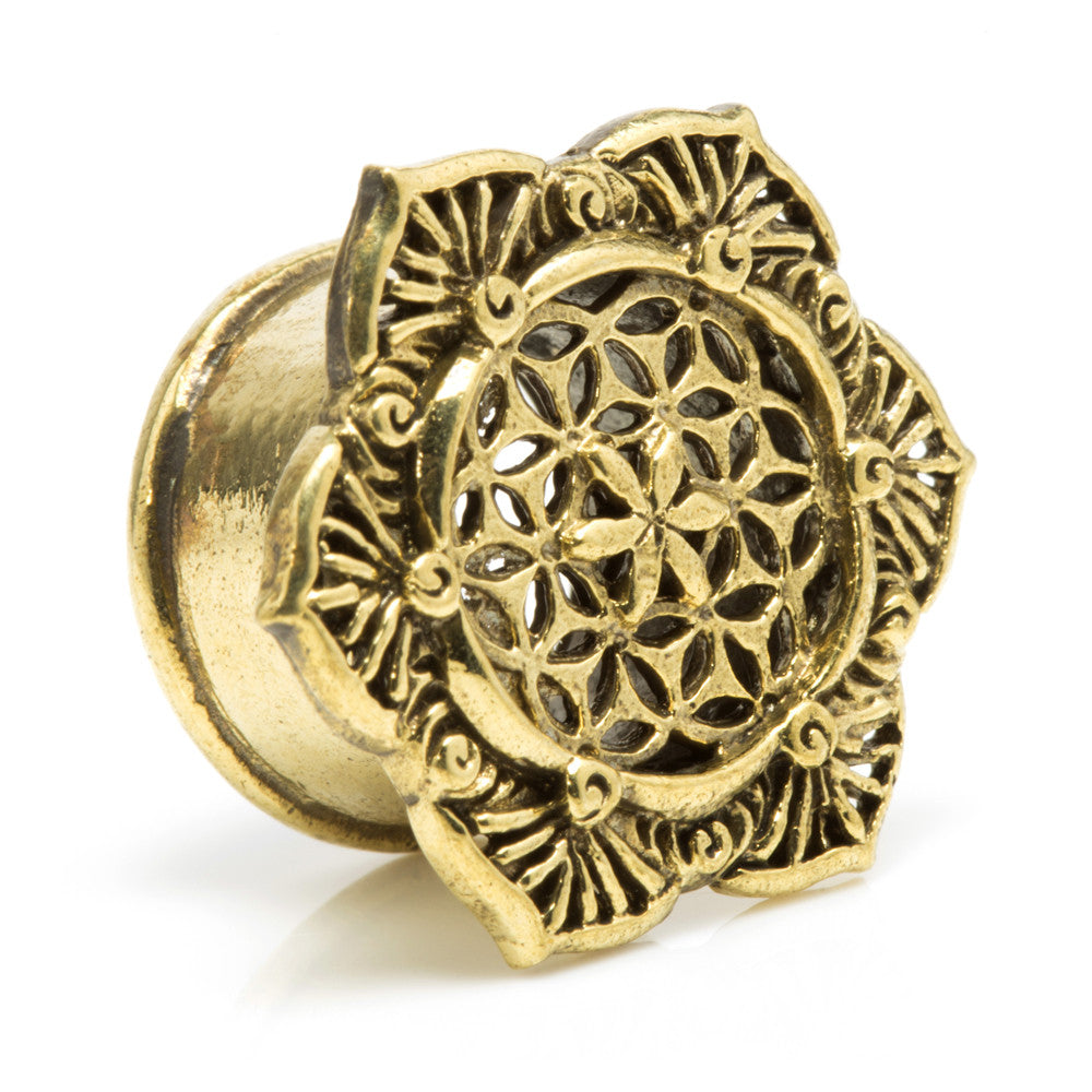 1x Brass Geo Lotus Flared Tunnel