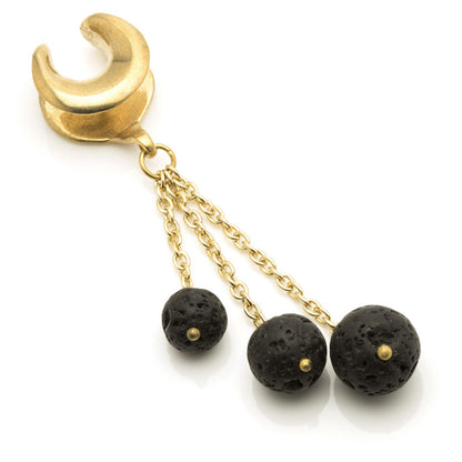 1x Lava 3 Bead Drop on Brass Half Flared Tunnel