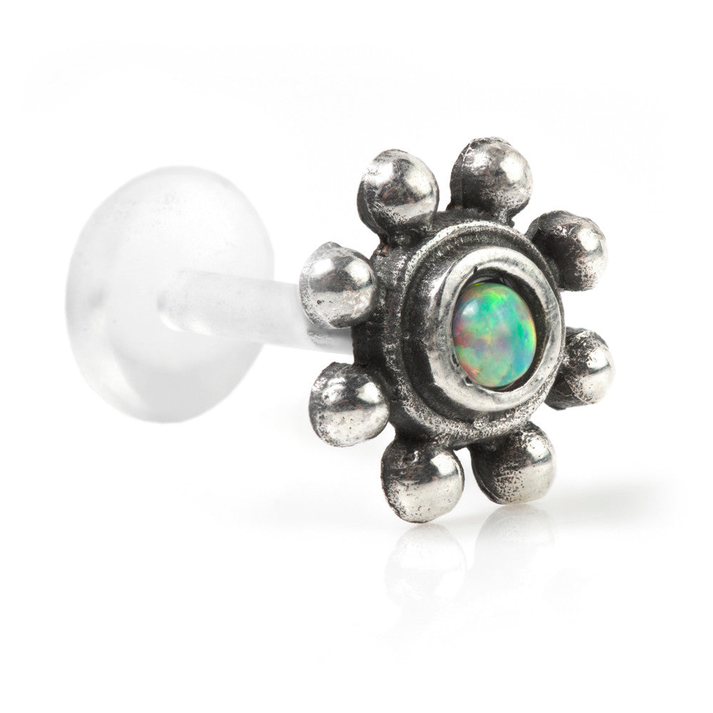 1x Opal in Silver & Plastic Labret