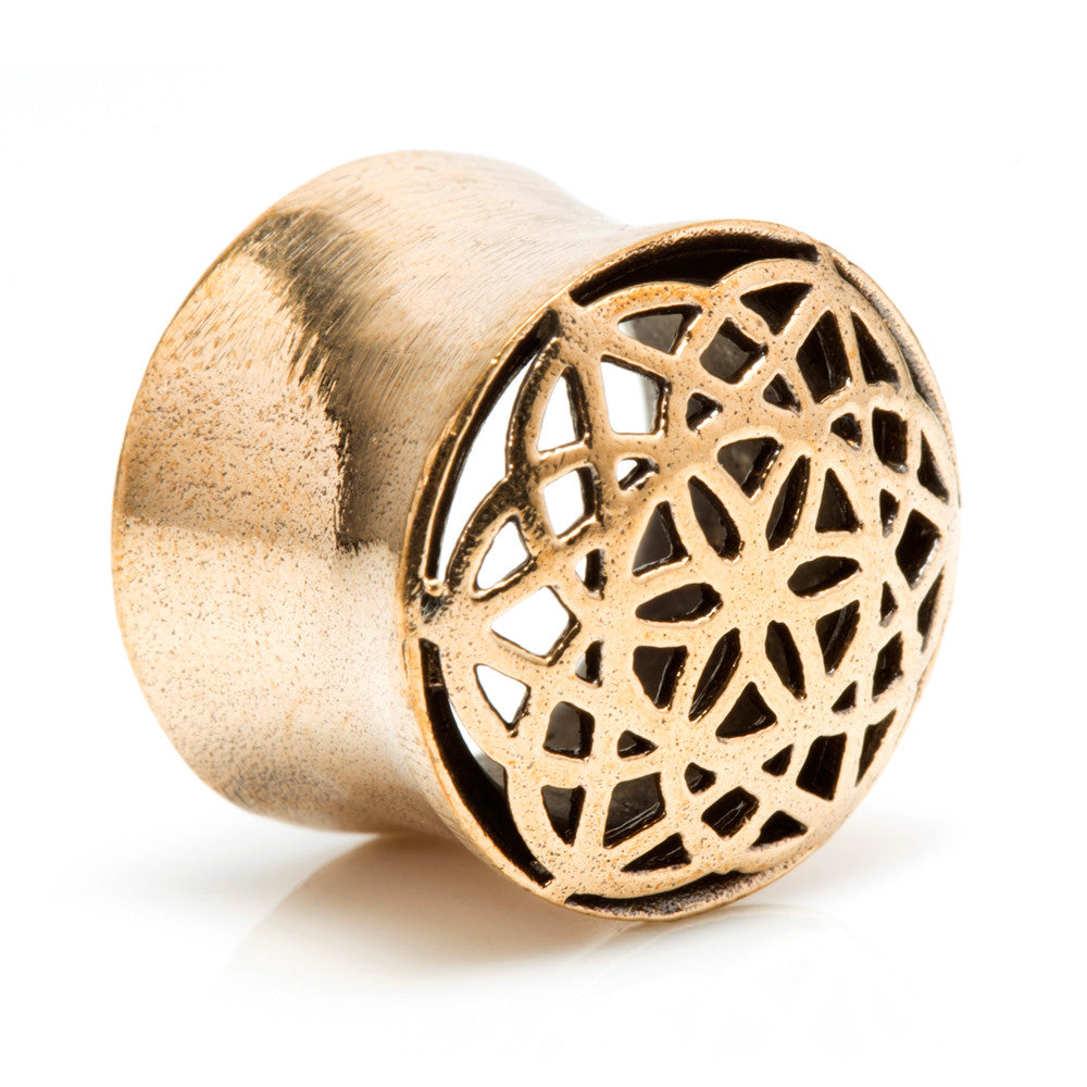 1x Rose Bronze Geometric Flared Tunnel