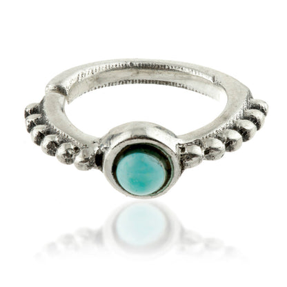 1x Silver Ornate Turquoise Open Cartilage Ring