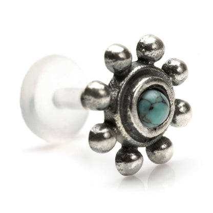 1x Turquoise in Silver & Plastic Labret - SVLAB33TQ-1-7