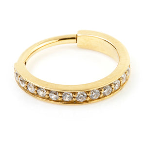 24K Gold Steel Hinged Jewelled Conch Ring - GDCONCH4-12