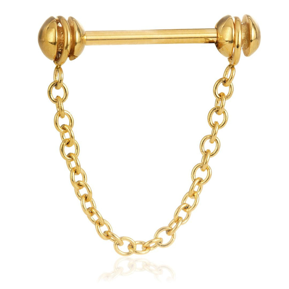 24K Gold Steel Single Chain Nipple Bar