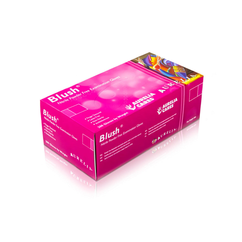 SHORT DATE - DISCOUNTED - Aurelia Blush Nitrile Gloves Powder Free - L