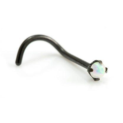 Black PVD Opal Prong Nose Stud - BKOPALNS2
