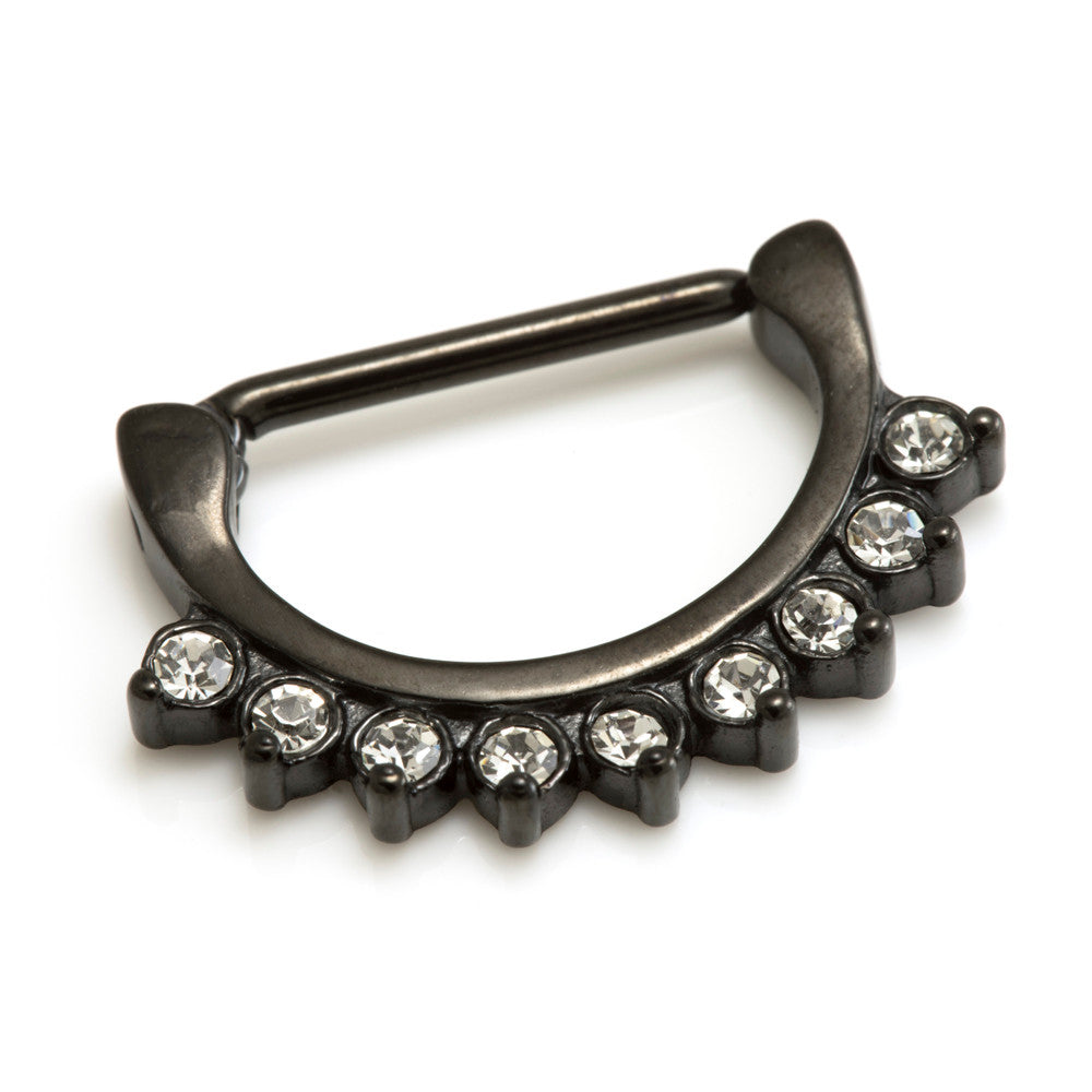 Black PVD Steel Gems Nipple Clicker