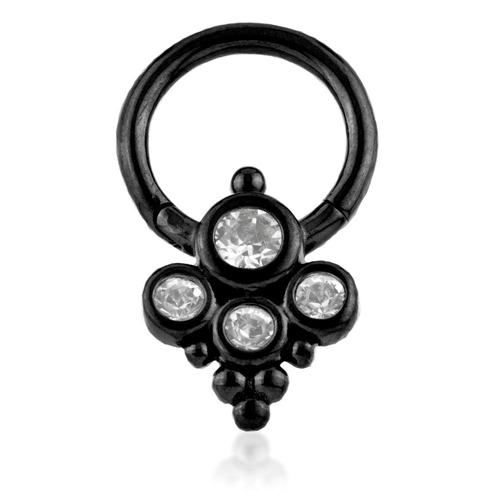 Black Steel Couture Caeli Gem Cluster Hinge Segment Ring