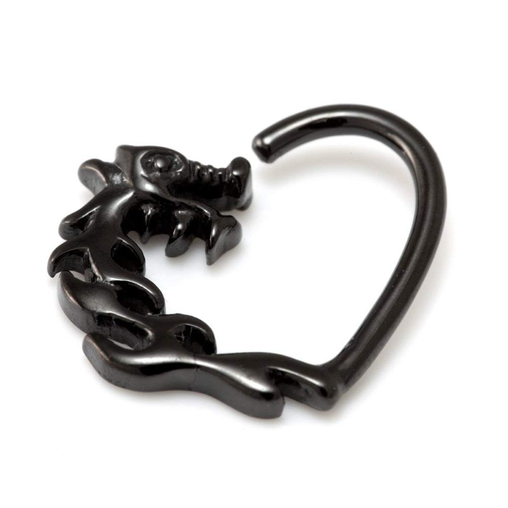 Black Steel Dragon Heart Rings