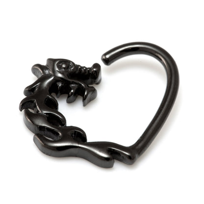 Black Steel Dragon Heart Rings
