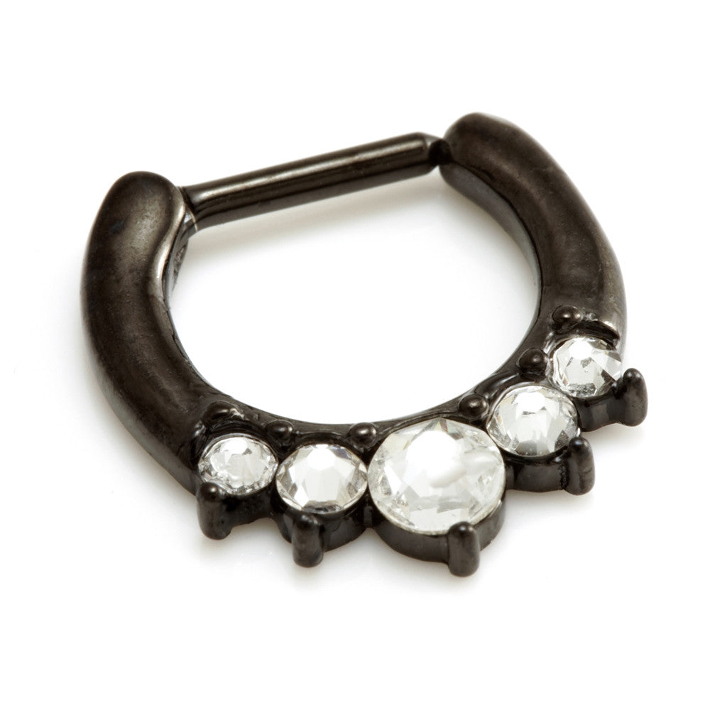 Black Steel Gem Septum Ring