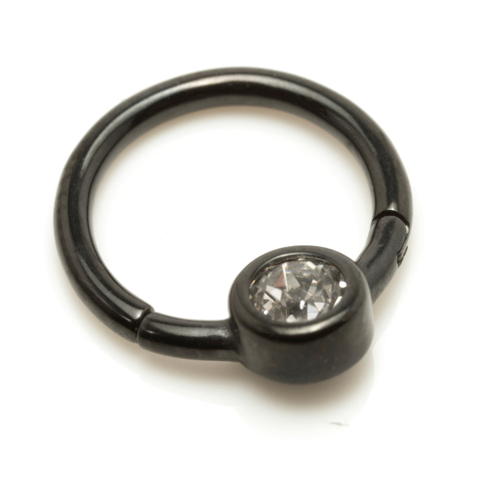 Black Steel Hinge Smiley Gem BCR Ring