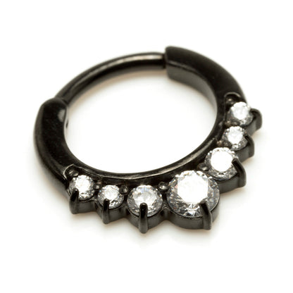 Black Steel Jewelled Septum Ring 16