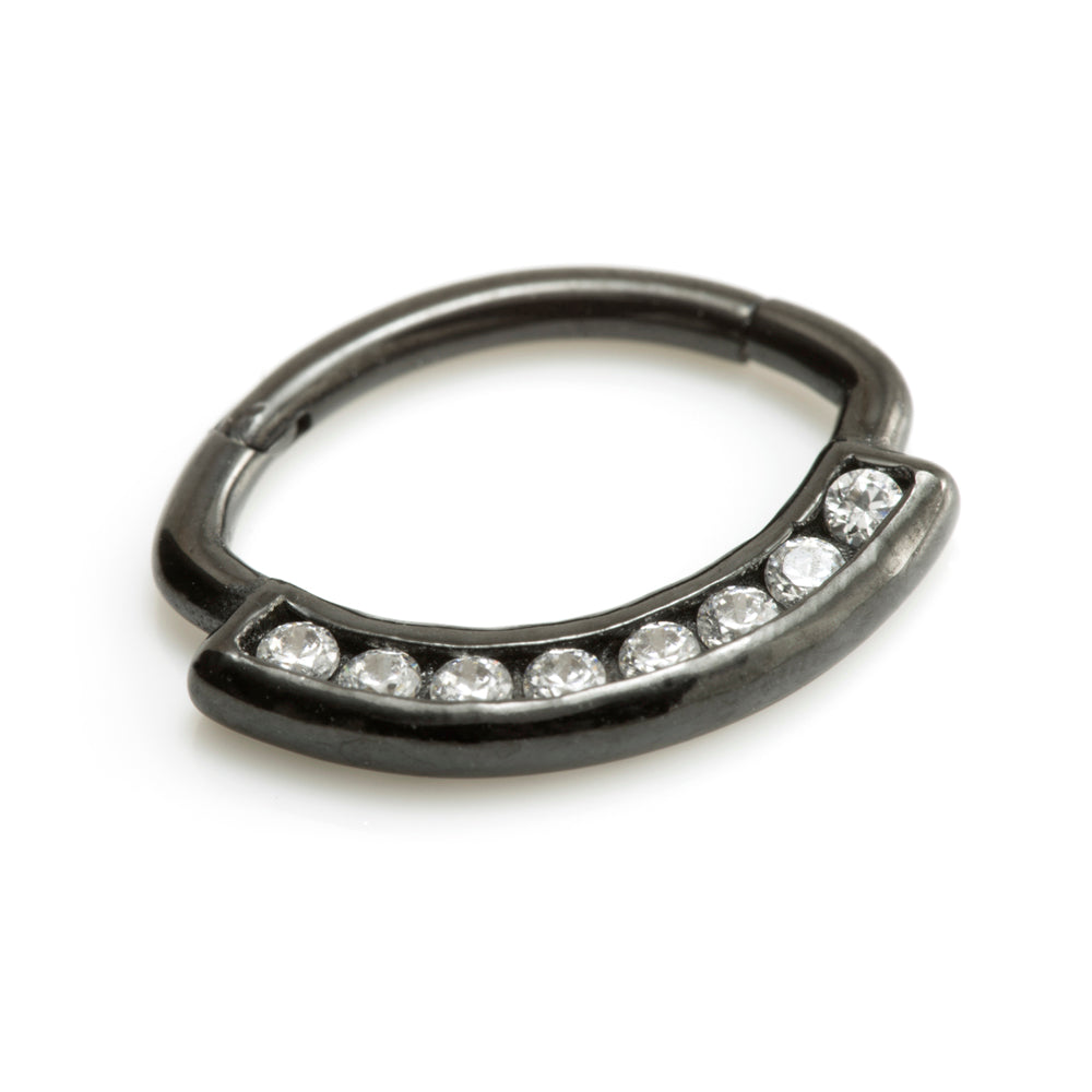 Black Steel Multi Jewelled Swarovski Daith Ring