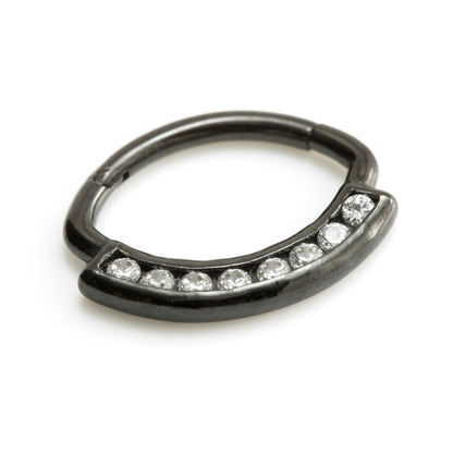 Black Steel Multi Jewelled Swarovski Daith Ring