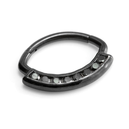 Black Steel Multi Jewelled Swarovski Daith Ring