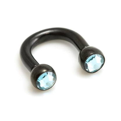 Black Steel U Shape Gem Ear Barbell
