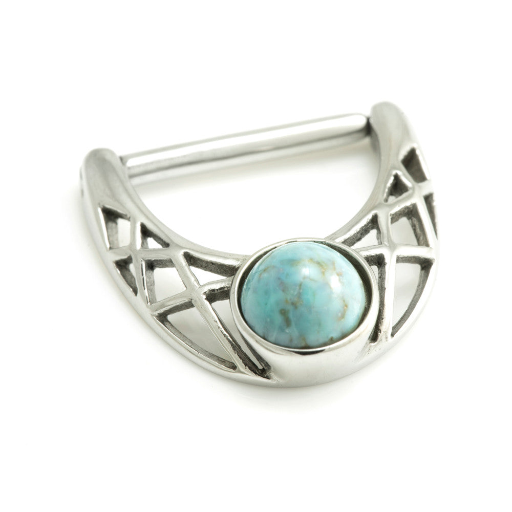 Cast Steel Large Turquoise Nipple Clicker