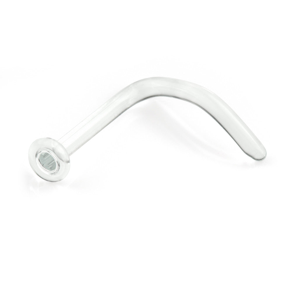 Clear Glass Disk Nose Stud - Curl Tail