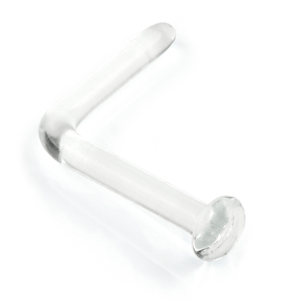 Clear Glass Disk Nose Stud - Straight Tail
