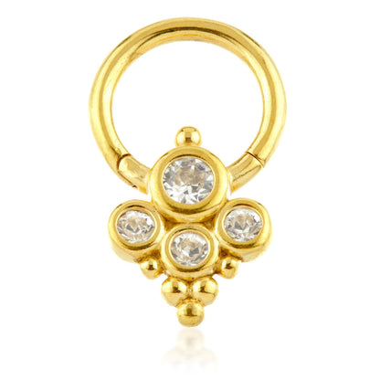 Couture 24K Gold Steel Caeli Gem Cluster Hinge Segment Ring