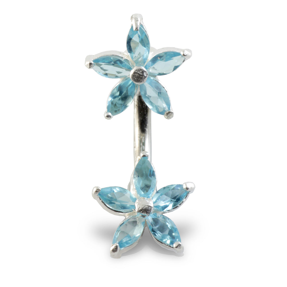Double Flowers Silver & Steel Navel