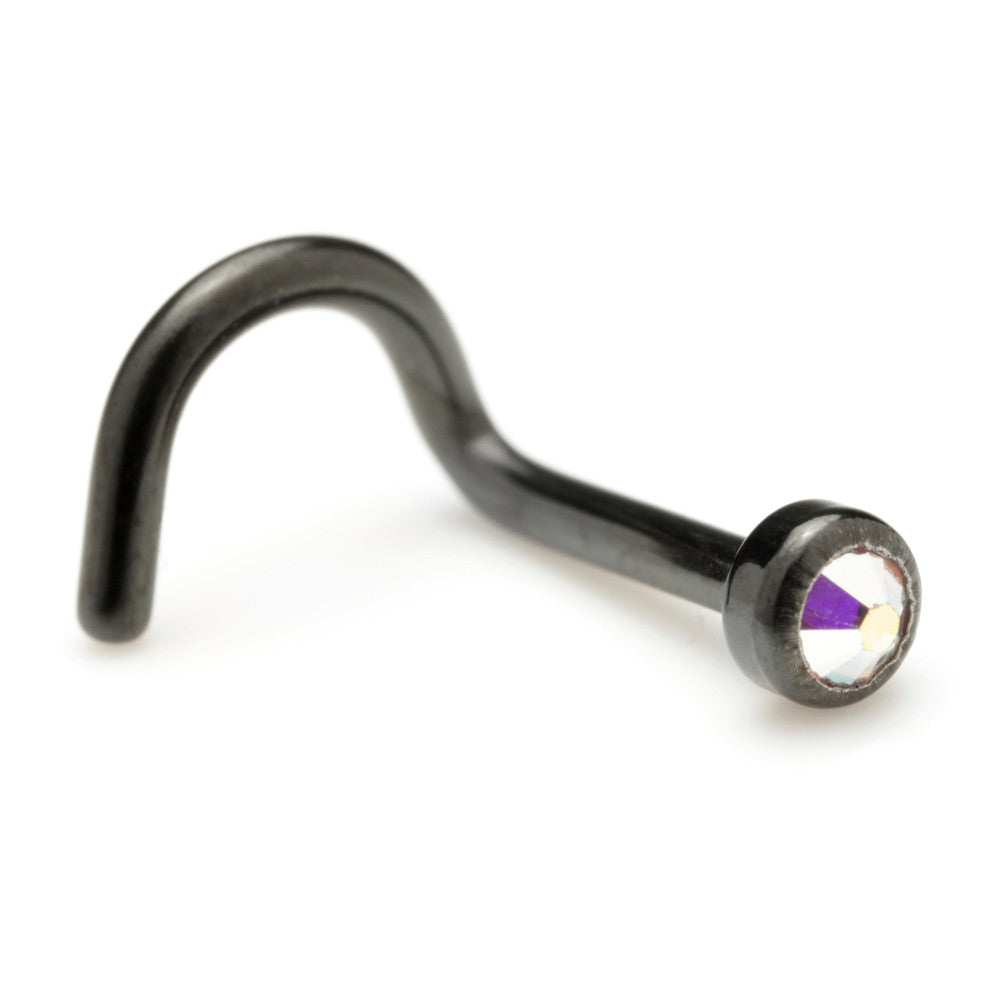 Evil Black Titanium Gem Disk Nose Stud