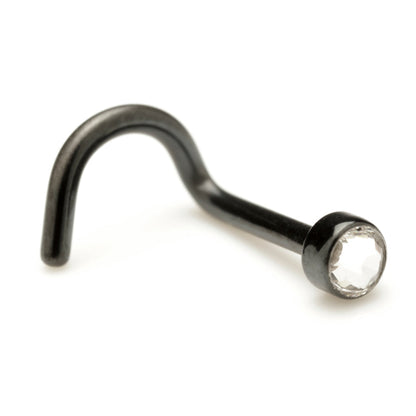 Evil Black Titanium Gem Disk Nose Stud