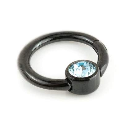 Evil Black Titanium Gem Hinge Segment Ring