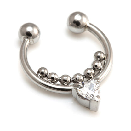 Fake Steel Heart Gem Septum Ring