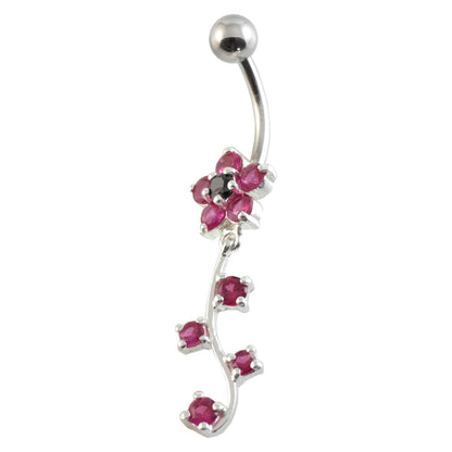 Flowers Navel with 4 Hanging Gems