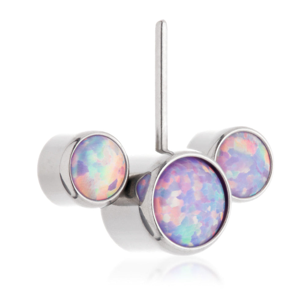 Forward Facing Titanium Threadless Triple Opal Gem Attachment