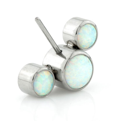 Forward Facing Titanium Threadless Triple Opal Gem Attachment
